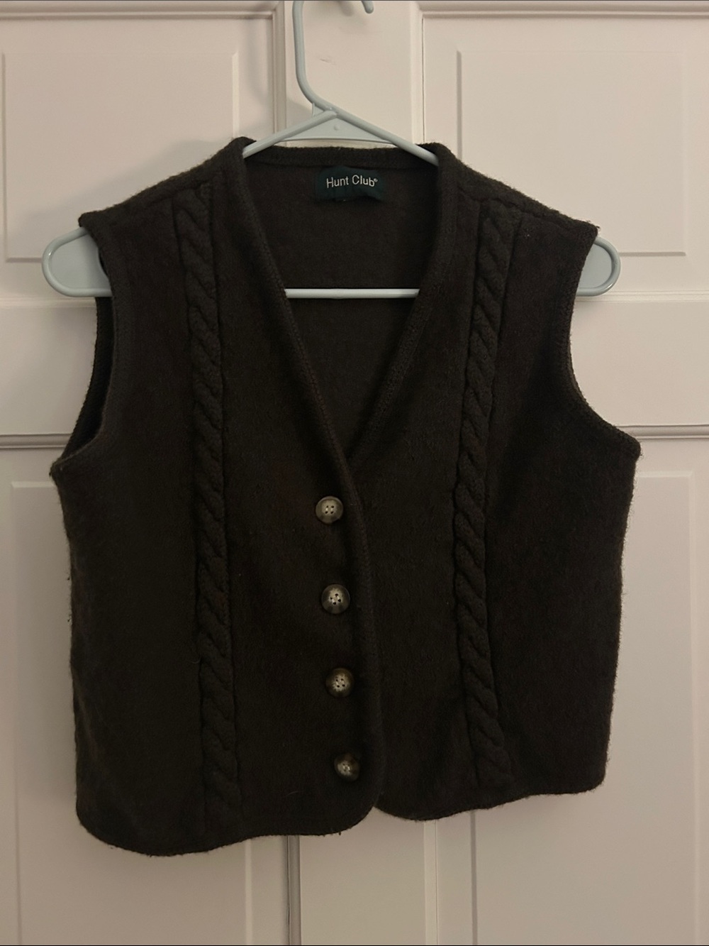 Hunt Club Dark Brown Cable-Knit Button Front Vest